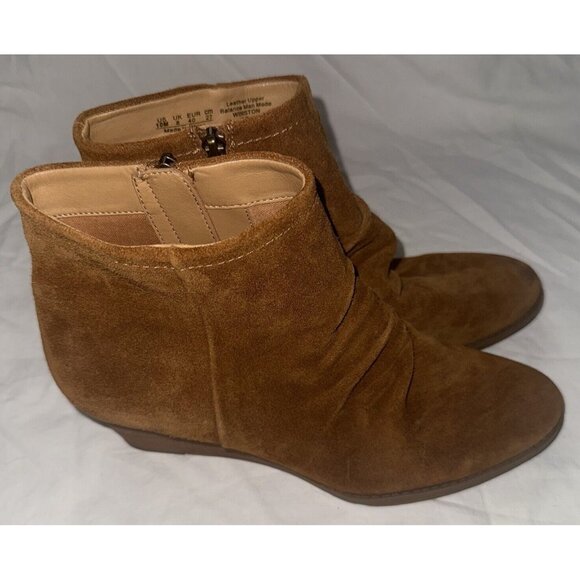 Franco Sarto Winston Boots Womens Size 10 Brown Suede Leather Booties Wedge Heel - Picture 1 of 12